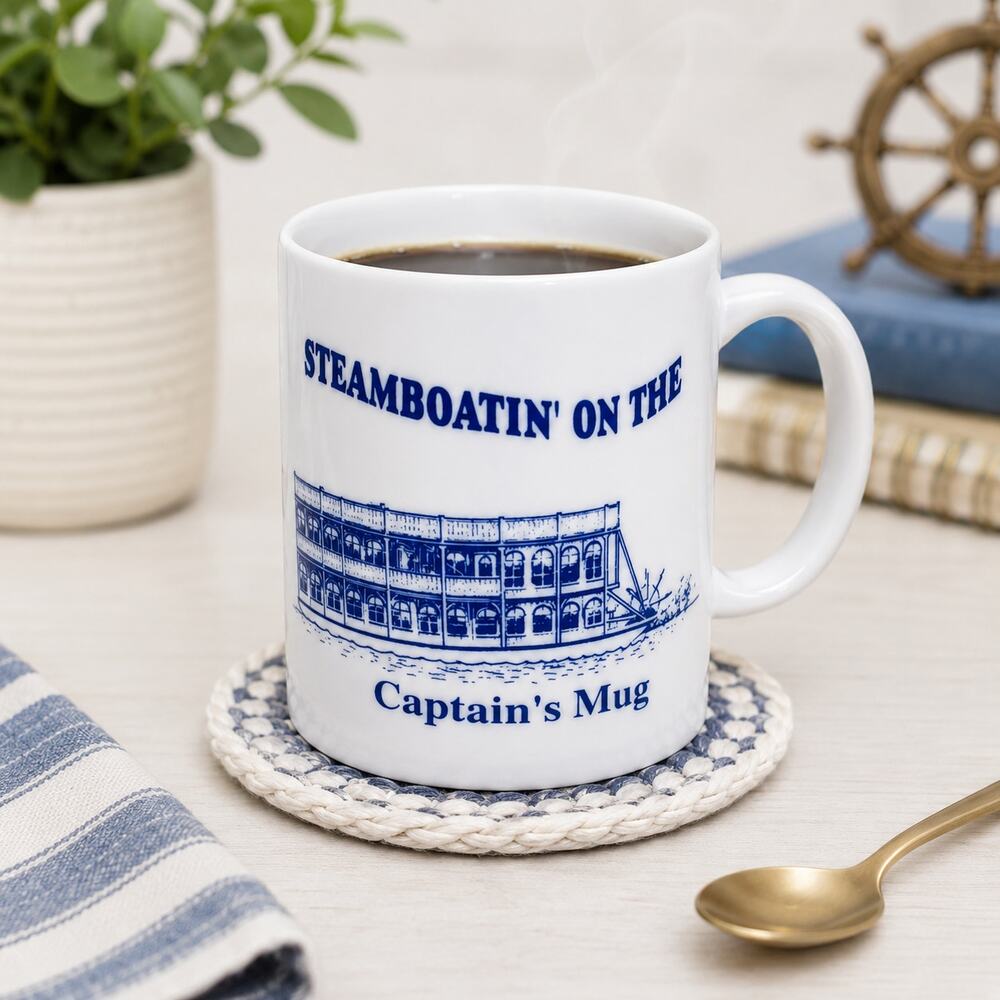 🛳️☕Retro Steamboat Captain Mug ⚓Michigan Princess Nautical Coffee Collectible